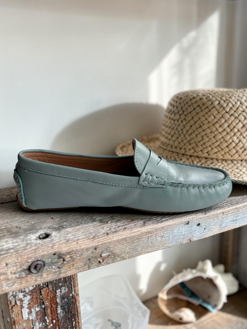 Flag Ltd Morgan Leather Penny Loafers in Tidal Blue Womens - Picture 4 of 16